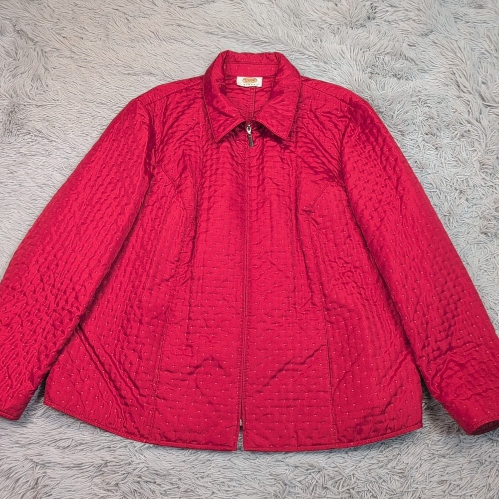 Vintage‎ Talbots Jacket Womens 2X Red Zip Up Lightweight Casual Comfort Pockets